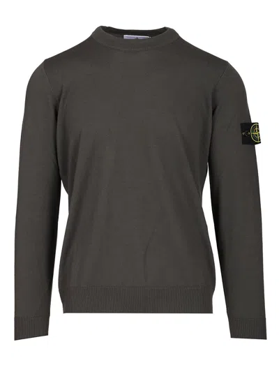 Stone Island Crew Neck Sweater Knitwear Grey In Brown