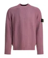 Stone Island Crewneck Sweater In Wool In Pink