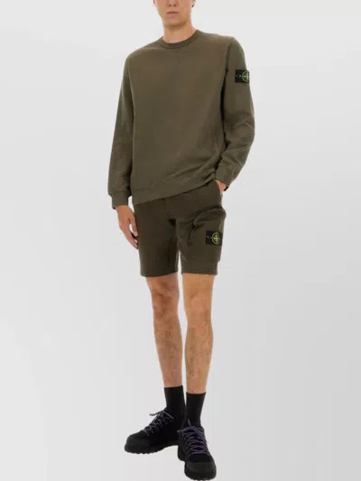 STONE ISLAND CREW NECK SWEATER RIBBED CUFFS