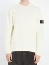 Stone Island Textured Knitwear Sweater With Logo Patch In White