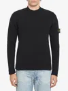 Stone Island Crew Neck Sweater With Brushed Texture. In Black