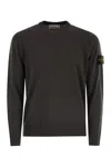Stone Island Crew-neck Jumper With Reverse Stitch Details In Green