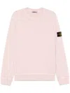 Stone Island Crew Neck Sweater With Contrast Stitching In Light Pink