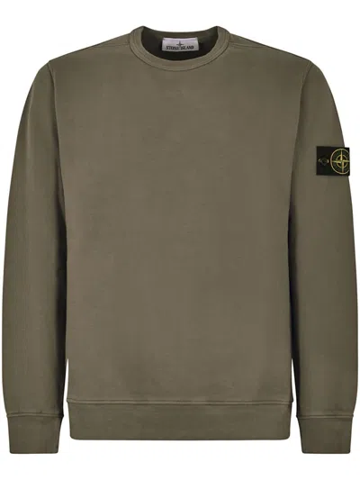 STONE ISLAND CREW NECK SWEATER WITH DISTINCTIVE LOGO PATCH