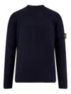 Stone Island Crew-neck Wool Blend Sweater With Logo Patch In Multi
