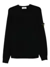 Stone Island Crew Neck Sweater With Logo Patch In Black