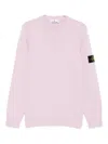 Stone Island Logo-patch Crew-neck Wool Sweater In Pink