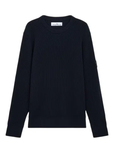STONE ISLAND CREW NECK SWEATER WITH LOGO PATCH STONE ISLAND