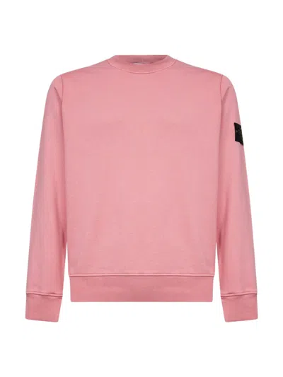 Stone Island Crew Neck Sweater With Logo In Pink
