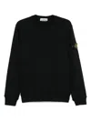 Stone Island Lightweight Wool Crew Neck Pullover In Black
