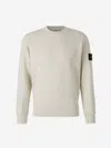 Stone Island Ivory Wool Blend Crewneck Sweater In White