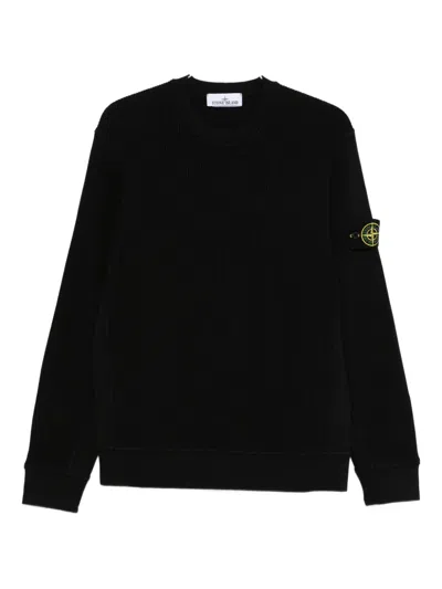 Stone Island Oversized Fit Crewneck Sweatshirt In Brushed Organic Cotton Fleece Clothing In Black