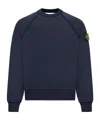 Stone Island Crew Neck Sweatshirt In Organic Brushed Cotton In Blue