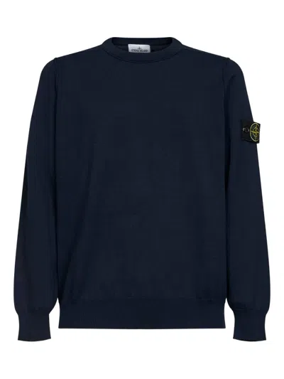 Stone Island Logo Badge Sweatshirt In Blue