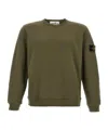 Stone Island Crew Neck Sweater Ribbed Cuffs In Green