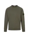 STONE ISLAND CREW-NECK SWEATSHIRT IN MUD GAUZED COTTON