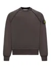 Stone Island Grey Brushed Organic Cotton Crewneck Sweatshirt In Brown