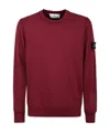 Stone Island Men Burgundy Brushed Organic Cotton Crewneck Sweatshirt In Red