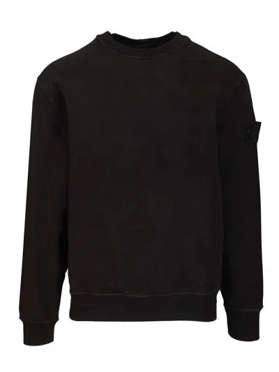 STONE ISLAND CREW NECK SWEATSHIRT SWEATSHIRTS BLACK