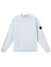 Stone Island Crewneck Sweatshirt In Fleece Cotton In White