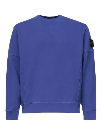 Stone Island Logo Badge Crewneck Sweatshirt In Blue