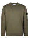 Stone Island Organic Cotton Sweatshirt With Removable Logo Patch In Green