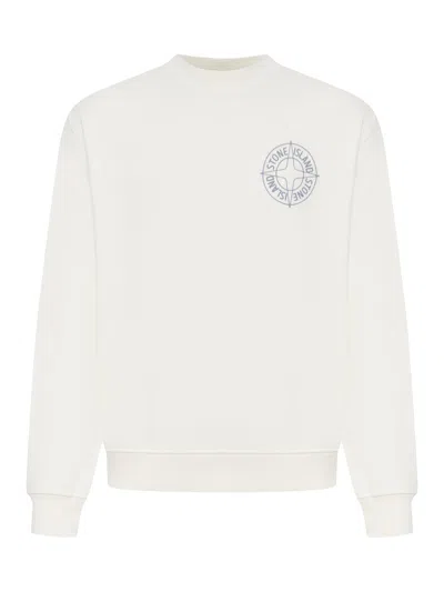 STONE ISLAND CREW NECK SWEATSHIRT WITH "OUTLINE COMPASS" PRINT