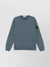 Stone Island Crew Neck Sweatshirt With Ribbed Cuffs And Inserts In Blue