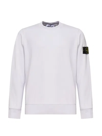 Stone Island Crew Neck Sweatshirt With Ribbed Details In V0088 Lilac
