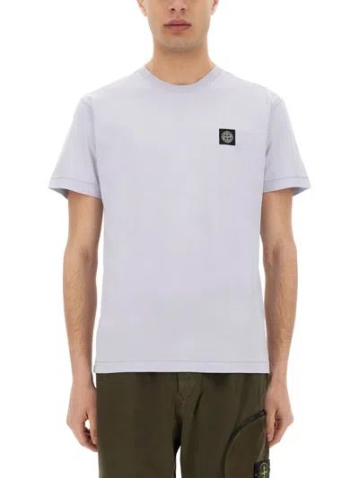 Stone Island Crew Neck T-shirt With Logo Patch In Purple