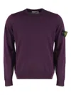 Stone Island Crew-neck Virgin-wool Sweater In Purple