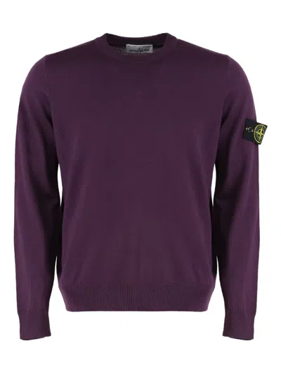 Stone Island Crew-neck Virgin-wool Sweater In Purple