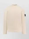 Stone Island Ribbed Crew-neck Cotton Sweater With Long Sleeves In Neutral