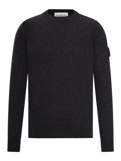 STONE ISLAND MELANGE EFFECT SWEATER WITH COMPASS LOGO