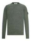 Stone Island Crew Neck Wool Sweater In Green