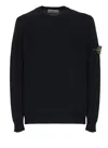 Stone Island Crew Neck Wool Sweater In Black