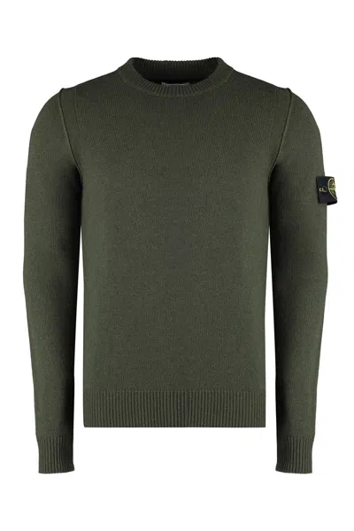 Stone Island Crew-neck Wool Sweater In Green