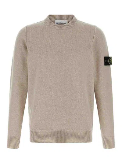 Stone Island Crew Neck Wool Sweater In Nude
