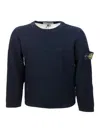Stone Island Wool Sweater With Logo In Blue