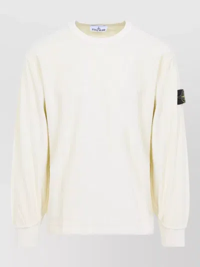 Stone Island Crewneck Cotton Sweatshirt Regular Fit In Neutral