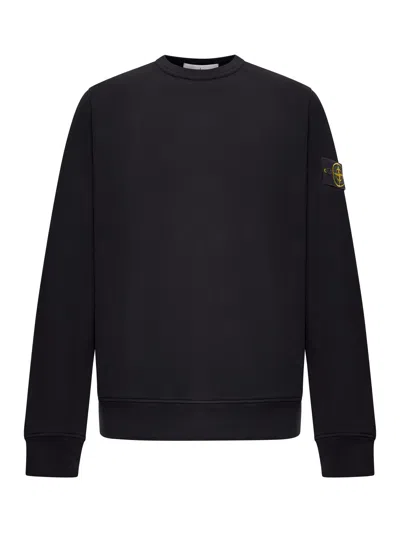 STONE ISLAND CREWNECK COTTON SWEATSHIRT WITH COMPASS LOGO