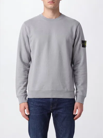 Stone Island Crewneck Cotton Sweatshirt With Compass Logo Patch In Gray