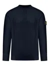 Stone Island Cotton Sweatshirt With Logo Embroidery On The Left Sleeve In Dark Blue