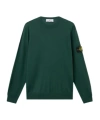 Stone Island Crewneck Jumper With Raised Stitch Details In Green