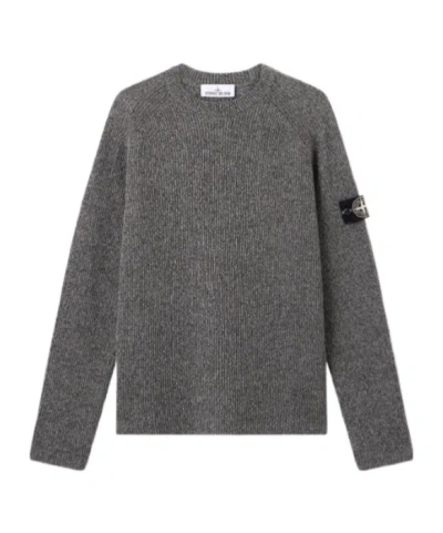 Stone Island Crewneck Jumper With Reflective Coating In Gray
