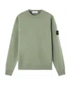 Stone Island Crewneck Jumper With Reverse Stitch Details In Green