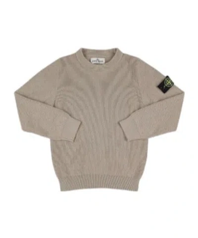 Stone Island Kids' Crewneck Knit Sweater In Neutral