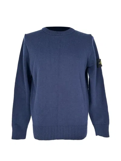 Pre-owned Stone Island Crew-neck Knitted Sweater In Blue