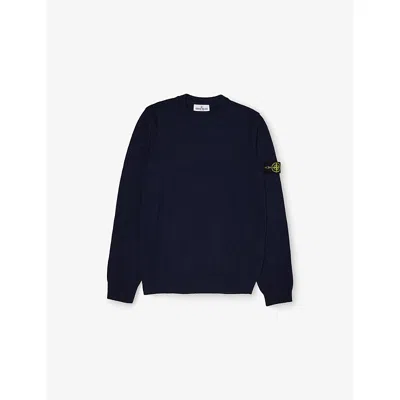 Stone Island Kids' Crewneck Logo-patch Knit Jumper 14 Years Navy Blu In Blue