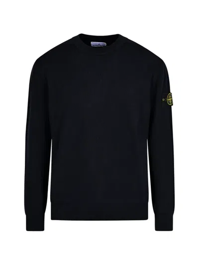 Stone Island Cotton Blend Crewneck Jumper With Compass Logo Patch In Animal Print